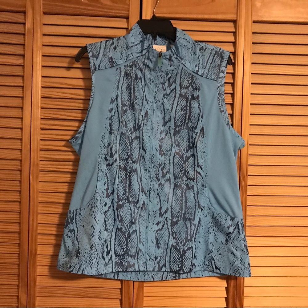 EP Pro Blue Snake Print Sleeveless Blouse Vest